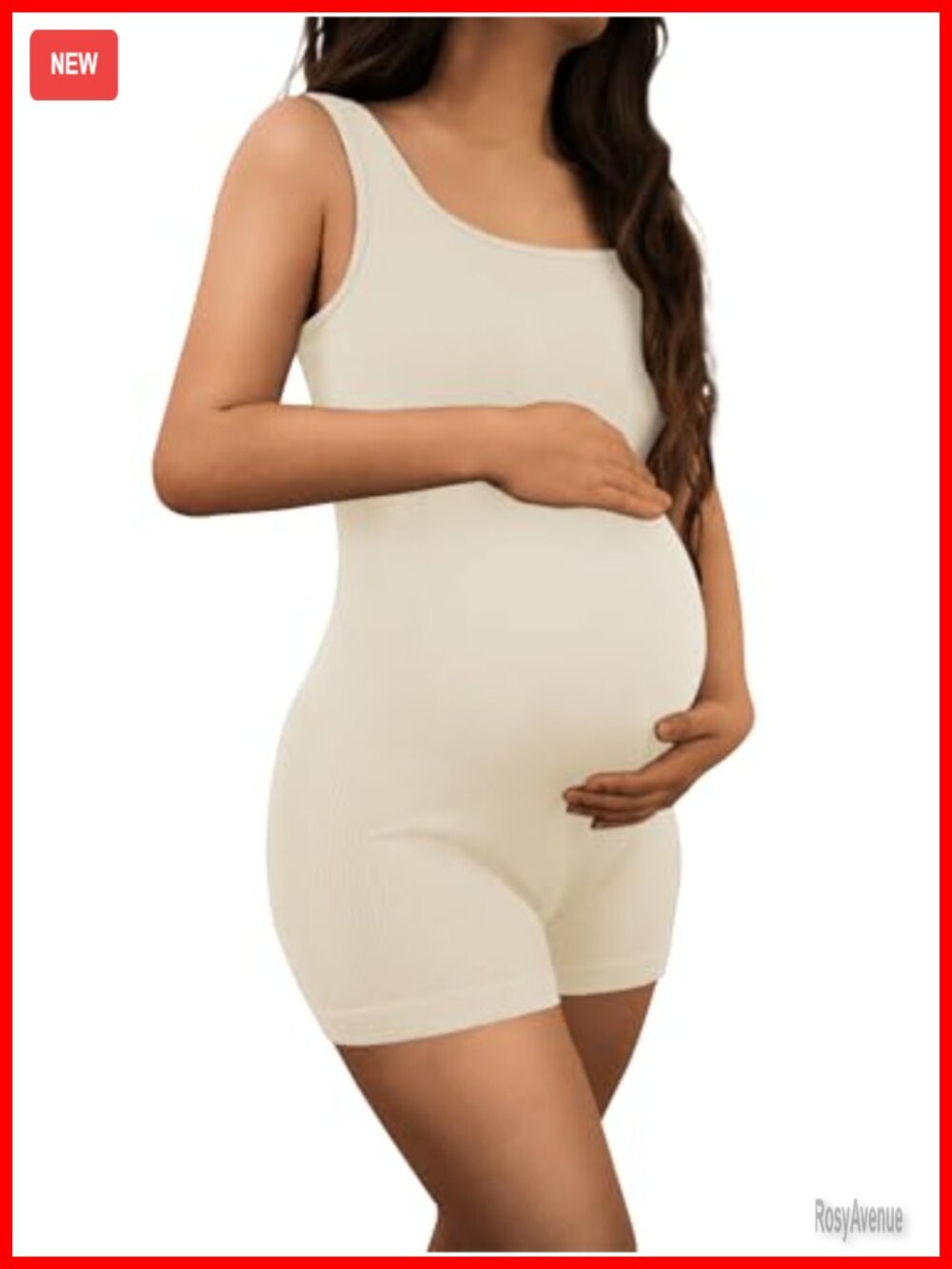 Maternity Shapewear Bodysuit Sleeveless Tank Shorts Ribbed Romper